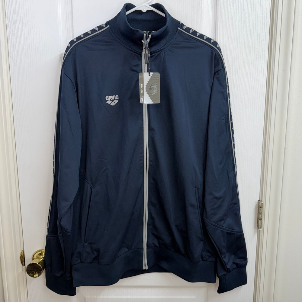 NEW Arena Team Line adult navy blue throttle warm up training‎ active zip jacket